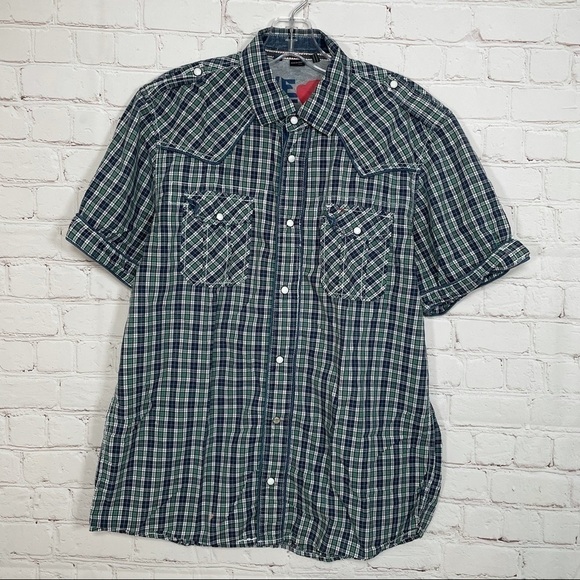 Buffalo David Bitton Western Pearl Snap Plaid Button Up Shirt - Picture 1 of 13